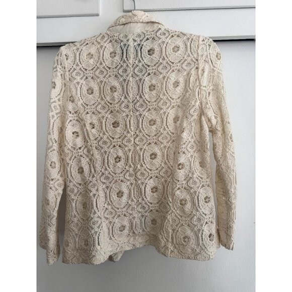 CYNTHIA ROWLEY LACE BLAZER CREAM/OFF WHITE SZ MEDIUM M - Picture 2 of 3